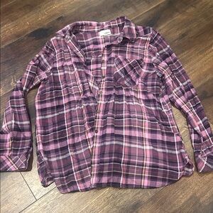 Sonoma Purple Plaid L Button Down Flannel